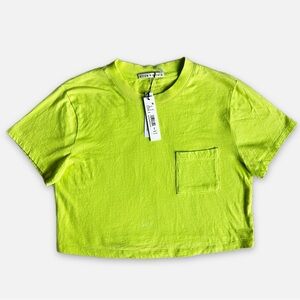 Alice & Olivia NWTs Cropped Neon Green Baby T-Shirt Women’s Size Small